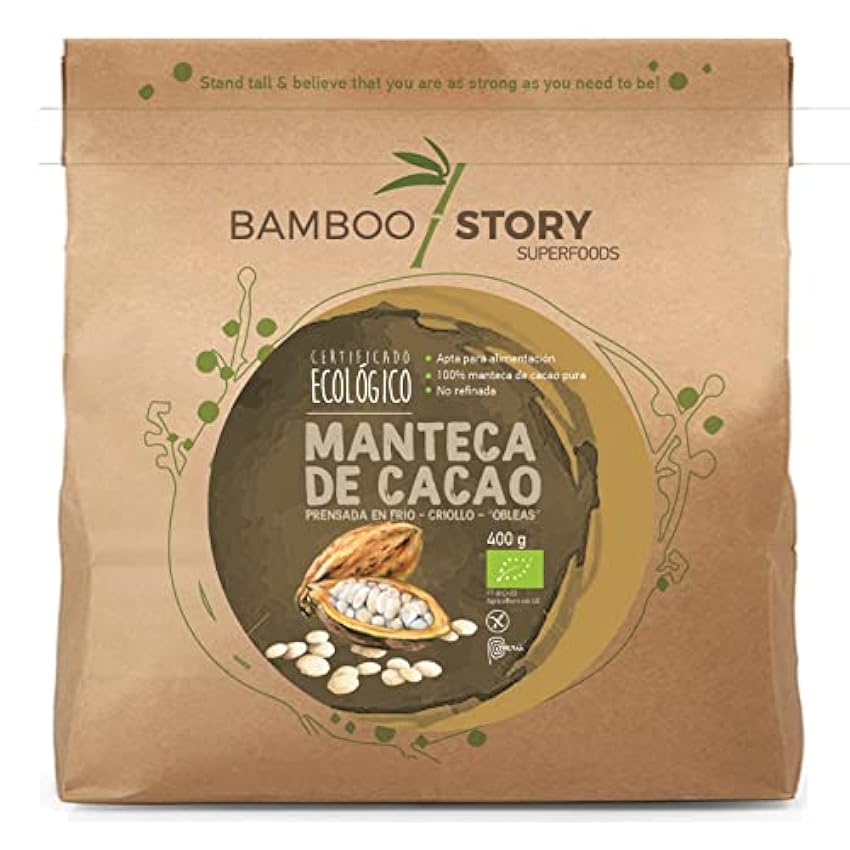 NOUVEAU | BAMBOO STORY | Beurre de Cacao | Pérou | Pressé à Froid | CRIOLLO | Bio | 400g OQFMiddJ
