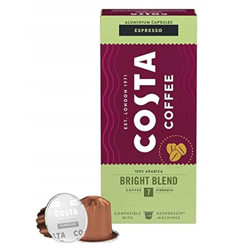 Costa Coffee Bright Blend Capsules, compatibles avec Nespresso ESPRESSO 50 capsules (Bright Blend ESPRESSO, 50) M7xTkb3c