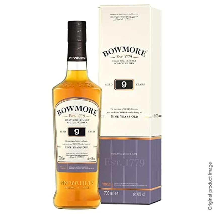 Bowmore 9 ans Islay Single Malt Scotch avec étui, Whisky Ecossais, 40% - 70cl O6KRkw9y