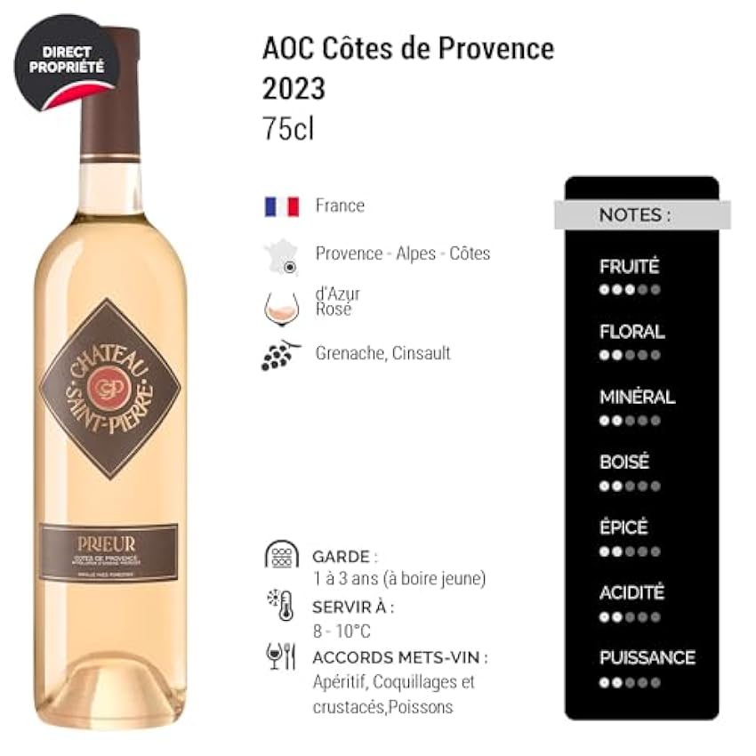 Côtes de Provence Prieur - Rosé 2023 - Château Saint Pierre - Vin Rosé (6x75cl) HVE oaOu1Ujx