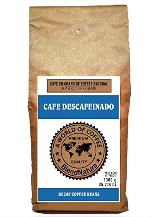 Café en grains décaféiné 1 kg Naturel 100% - Torréfaction naturelle Espresso - Arôme et saveur intenses - Exquis - 79 points par la Specialty Coffee Association (SCA) LQBww7jo