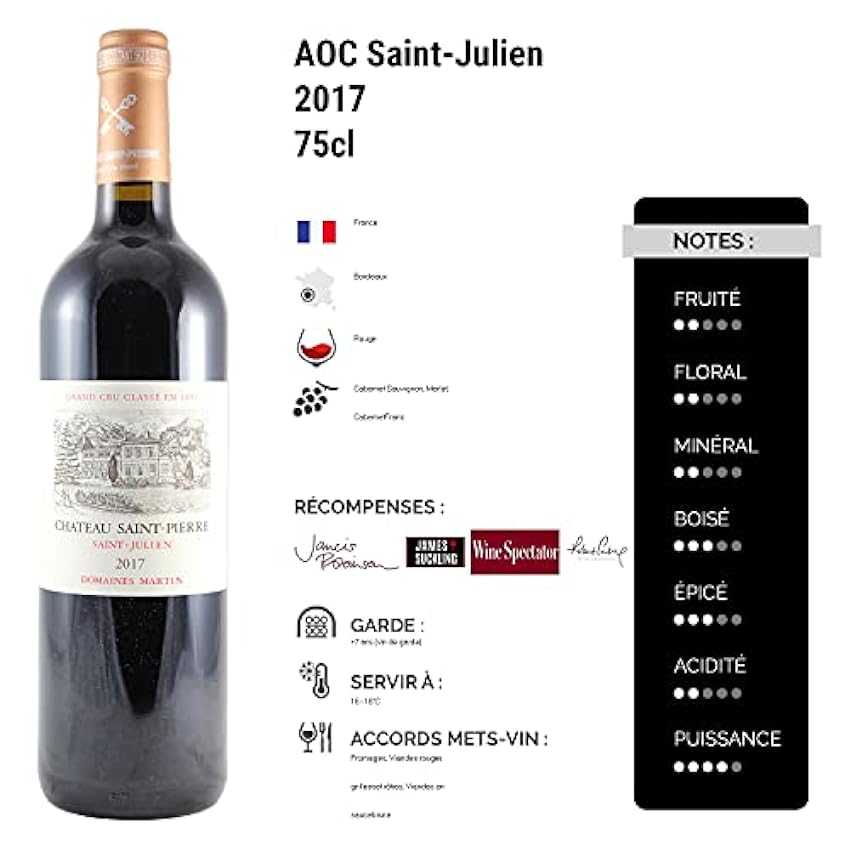 Château Saint-Pierre Saint-Julien Rouge 2017 - Vin AOC Rouge de Bordeaux - 75cl - Cépages Cabernet Sauvignon, Merlot - 13/20 Jancis Robinson o9XfT4j7