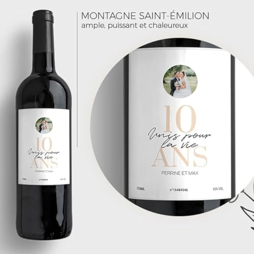 CADEAUX.COM - Bouteille de vin personnalisée anniversaire de mariage - Noces d´Étain kSId261g