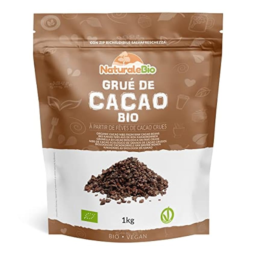 Grué de Cacao Cru Bio 1kg. Organic Raw Cacao Nibs. Natu