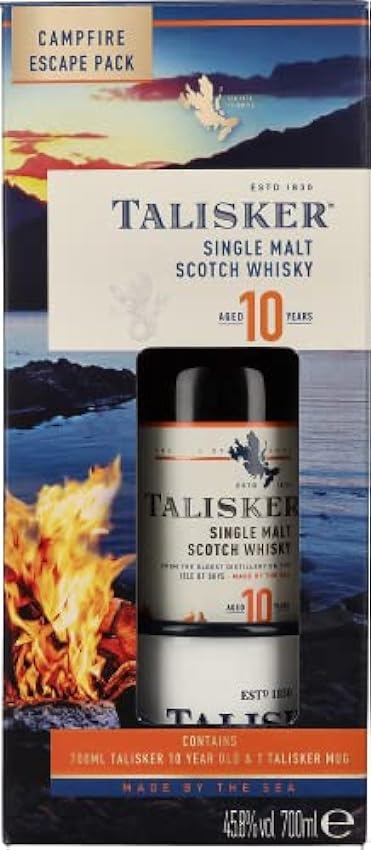 Talisker 10 Years Old Single Malt Whisky Campfire Escape Pack 45,8% Vol. 0,7l in Giftbox with Talisker Mug nEa53Y4c