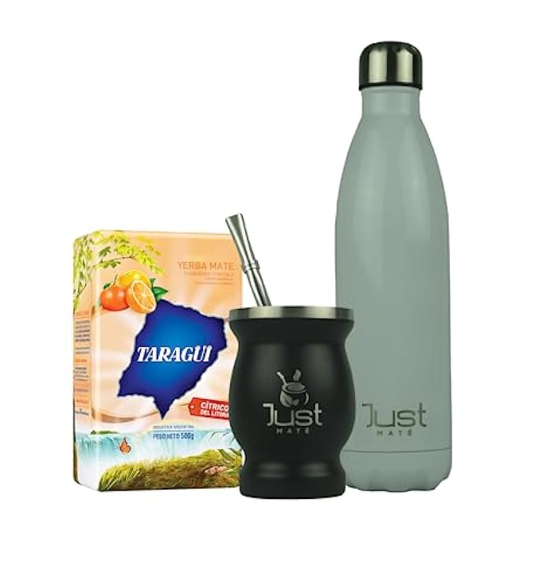 Yerba Mate Starter Pack - Bouteille Thermos + gourde + Bombilla + 500gr Yerba Mate (Thermos Blanc - gourde noire) nsuLGckG