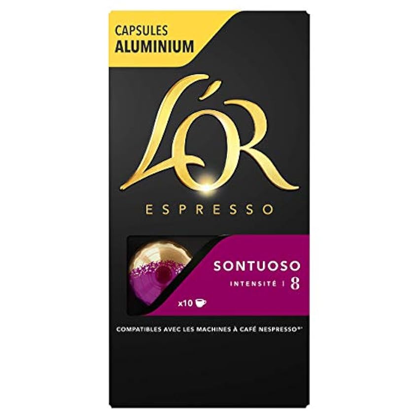L´Or Espresso Café Sontuoso - Intensité 8 - 50 Capsules en Aluminium Compatibles avec les Machines Nespresso®* (Lot de 5X10 capsules) MD205bHn