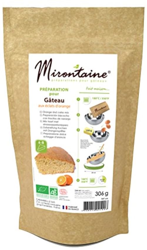 MIRONTAINE Préparation Bio Gâteau Éclats d´Orange 306 g - Lot de 3 L2b5Nccm