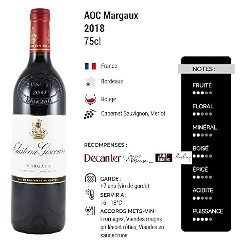 Château Giscours - Rouge 2018 - Margaux - Vin Rouge de Bordeaux (75cl) oOxDeeMI
