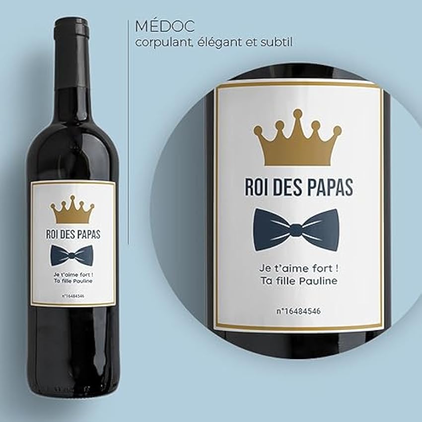 CADEAUX.COM - Bouteille de vin de Bordeaux personnalisée - Papa Royal L4MCVohW