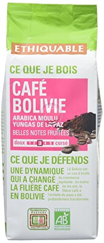 Ethiquable Café Moulu Bolivie Bio et Équitable en 250 g