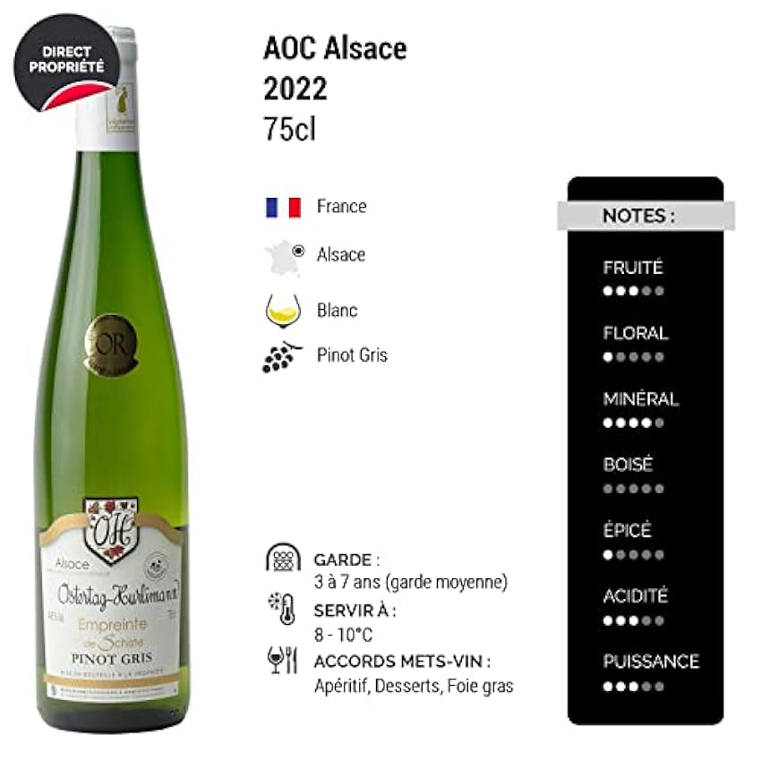 Alsace Pinot gris Empreinte de Schiste - Blanc 2022 - Domaine OSTERTAG-HURLIMANN - Vin Blanc d´ Alsace (3x75cl) HVE nenDNhPJ
