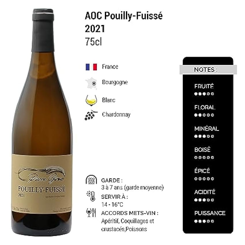 Pouilly-Fuissé - Blanc 2021 - Domaine Pierre et Véronique Giroux - Vin Blanc de Bourgogne (3x75cl) oaLMxOTY
