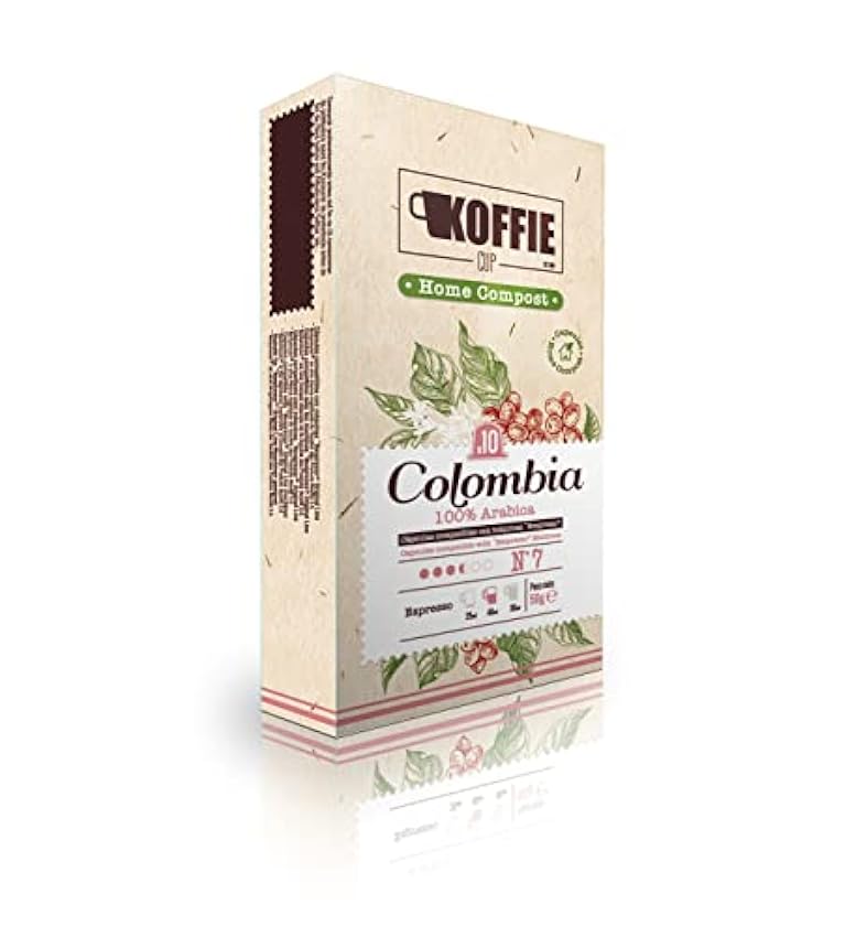 Koffie Cup Colombia 120 capsules compostables de café, compatibles avec les machines Nespresso, Original Line. Recette Colombia. Total de 120 capsules (12 x 10 caps.) Koffie Cup maCu0S8S