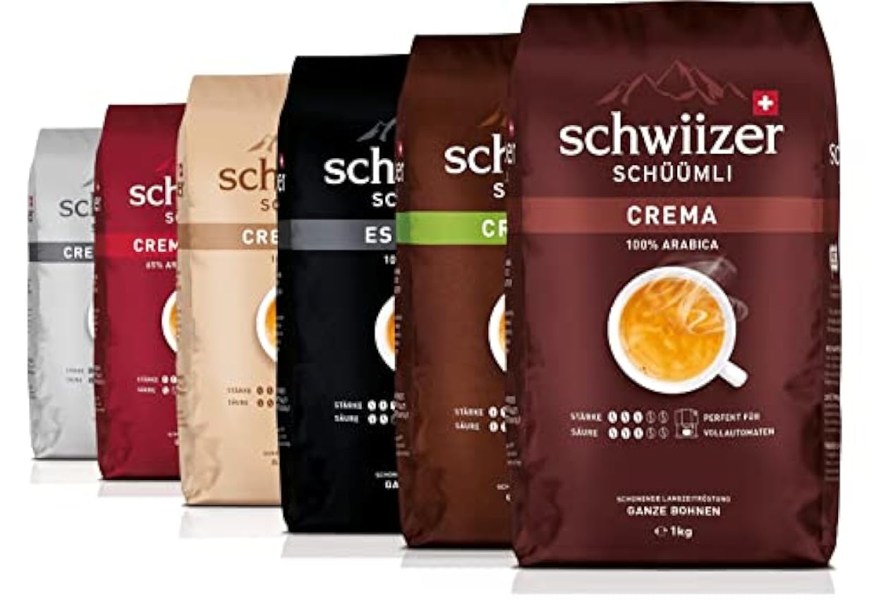 Schwiizer Schüümli Crema Barista Café en grains entiers (1kg, force 2/3, Premium Arabica) 1 paquet x 1kg nqrVA6eG