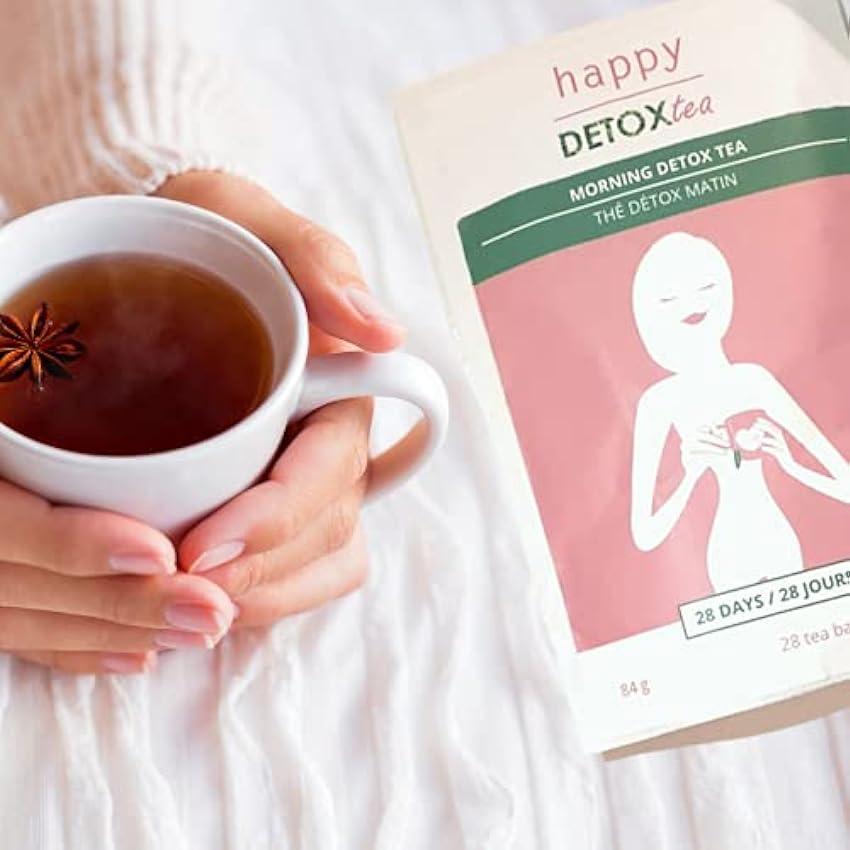 Thé Détox - Happy Detox Tea - Cure de 4 semaines - 28 sachets de 3g - Infusion Ventre Plat - Bien-être l5FWsczm