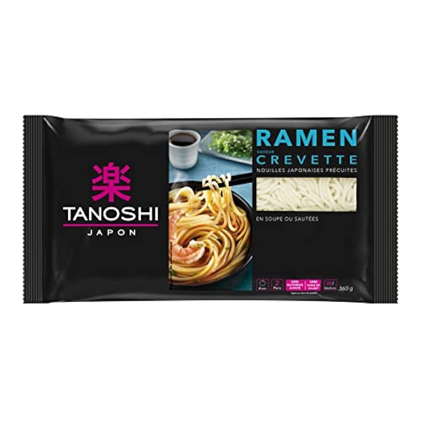 TANOSHI - Ramen Précuites Saveur Crevettes - Nouilles Japonaises Instantanées - Pour 2 Personnes - 360 g - Lot de 6 MwqEw0kI