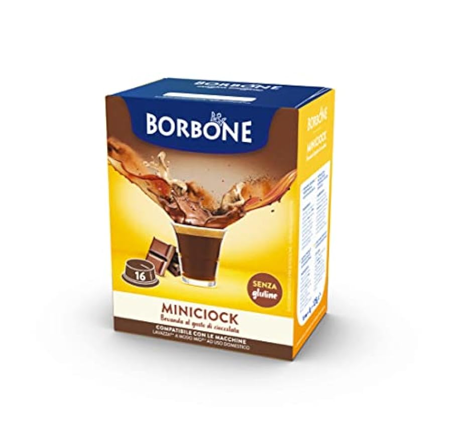 Caffè Borbone MiniCiock, Boisson au goût de chocolat - 96 capsules (6 boîtes de 16) - Compatible avec les machines ménagères Lavazza LF6Iie5Q
