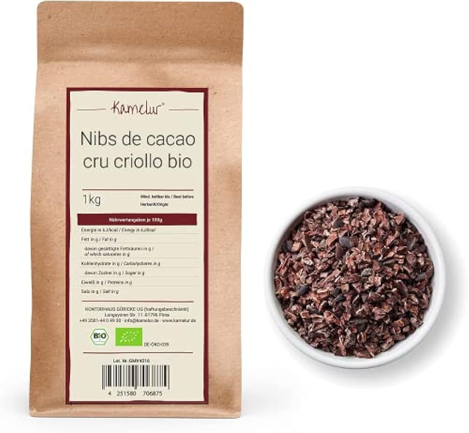 1kg de graines de cacao BIO fabriquées à partir de fève