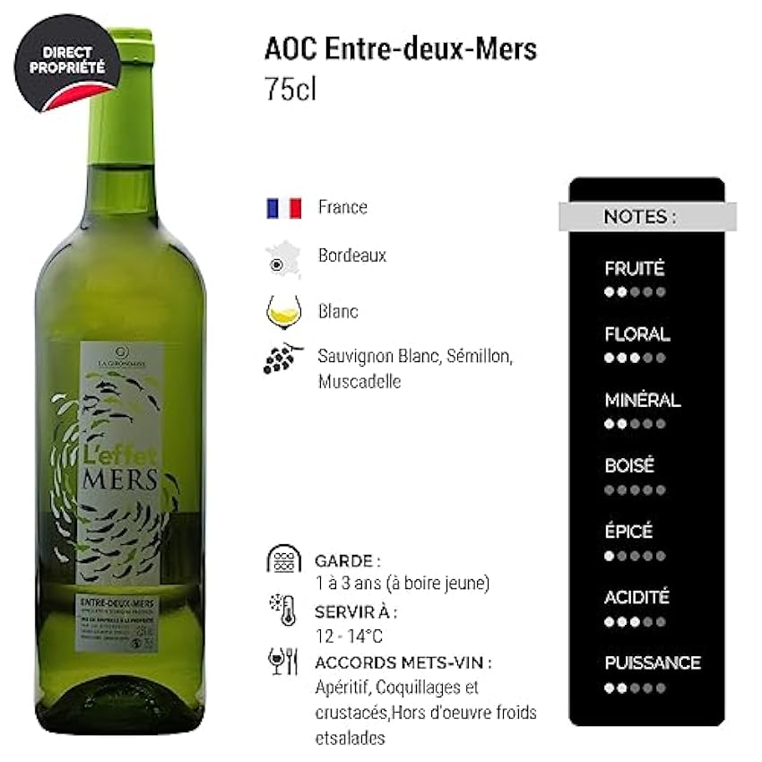 La Girondaise Entre-deux-Mers L´effet Mers - Blanc - Vin Blanc de Bordeaux (6x75cl) mPcN6Mnh