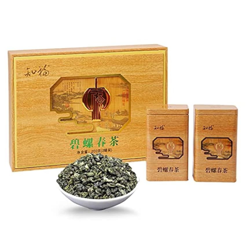 Thé vert Biluochun, feuilles de thé jaune vif légèrement bouclées à fort arôme pour l´hiver L7JHkLsZ