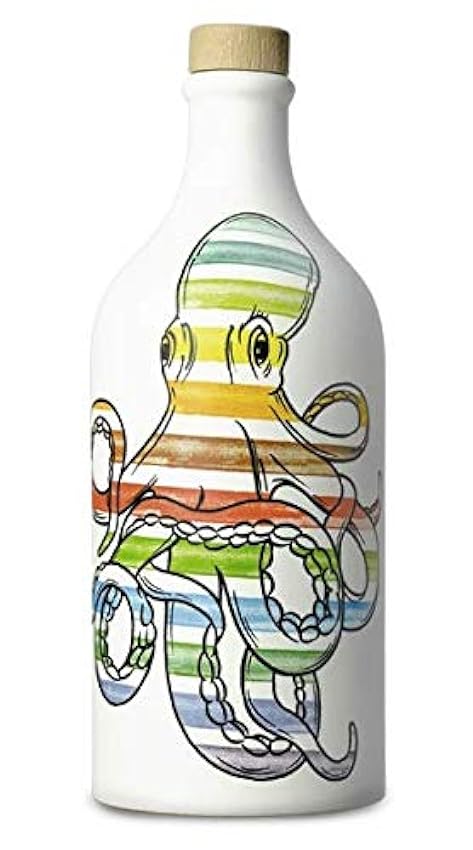 Muraglia - Olive oil - Olive Oil - Terracotta Peranzana Octopus / Squid Striped - Handmade terracotta bottle with Olive oil extra Virgin - 0.50L kTacoHs5