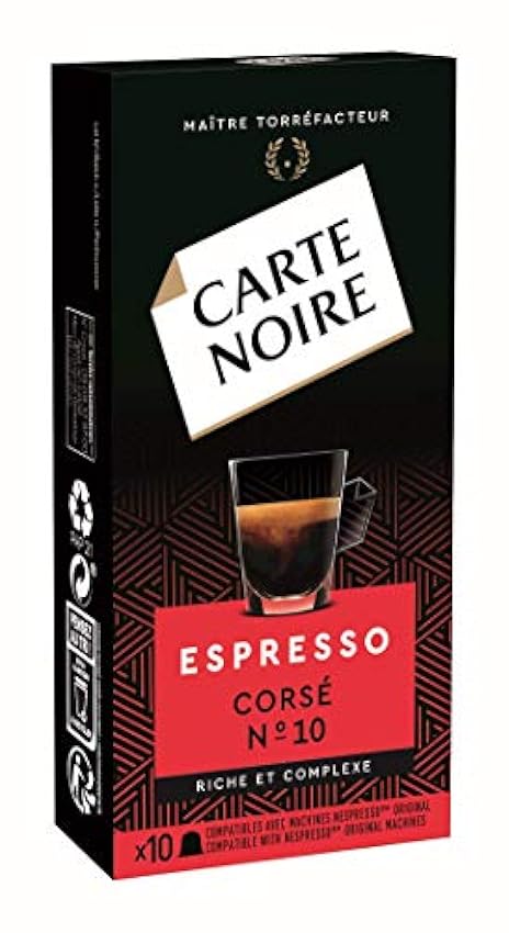 Carte Noire Café Espresso Corsé N°10 Capsules Compatibles Nespresso, 10 Paquets de 10 capsules (100 Capsules) NrHCN2SU
