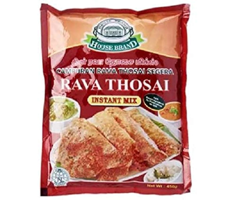 House Brand Rava Thosai 450g - Pâte fermentée, un peu similaire à une crêpe en apparence, ses ingrédients sont le riz, la semoule et le gramme noir. n9Lic6F7