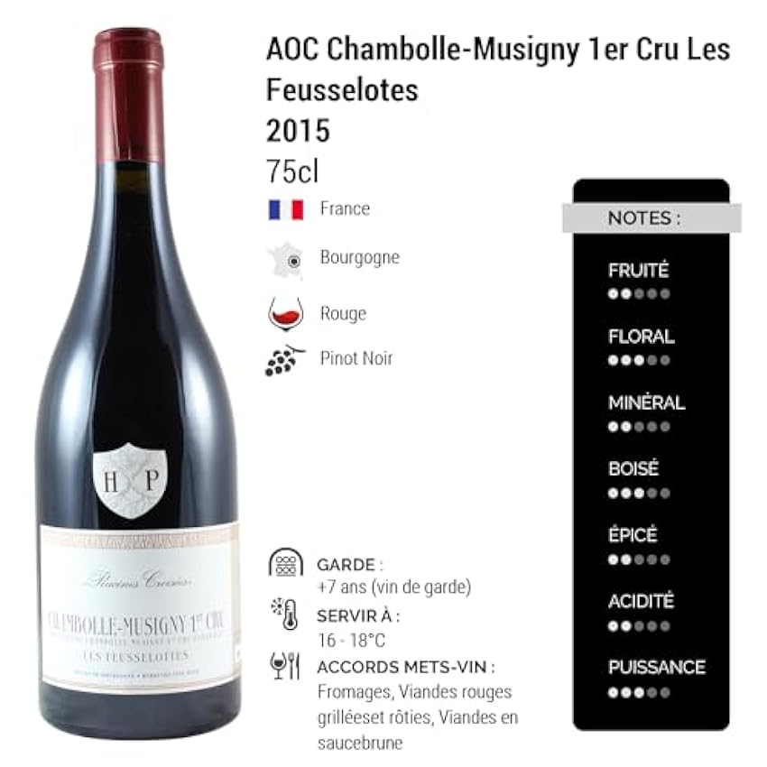 Chambolle-Musigny 1er Cru Les Feusselotes - Rouge 2015 - Maison Henri Pion - Grand Vin Rouge de Bourgogne (75cl) LSKjgzDF