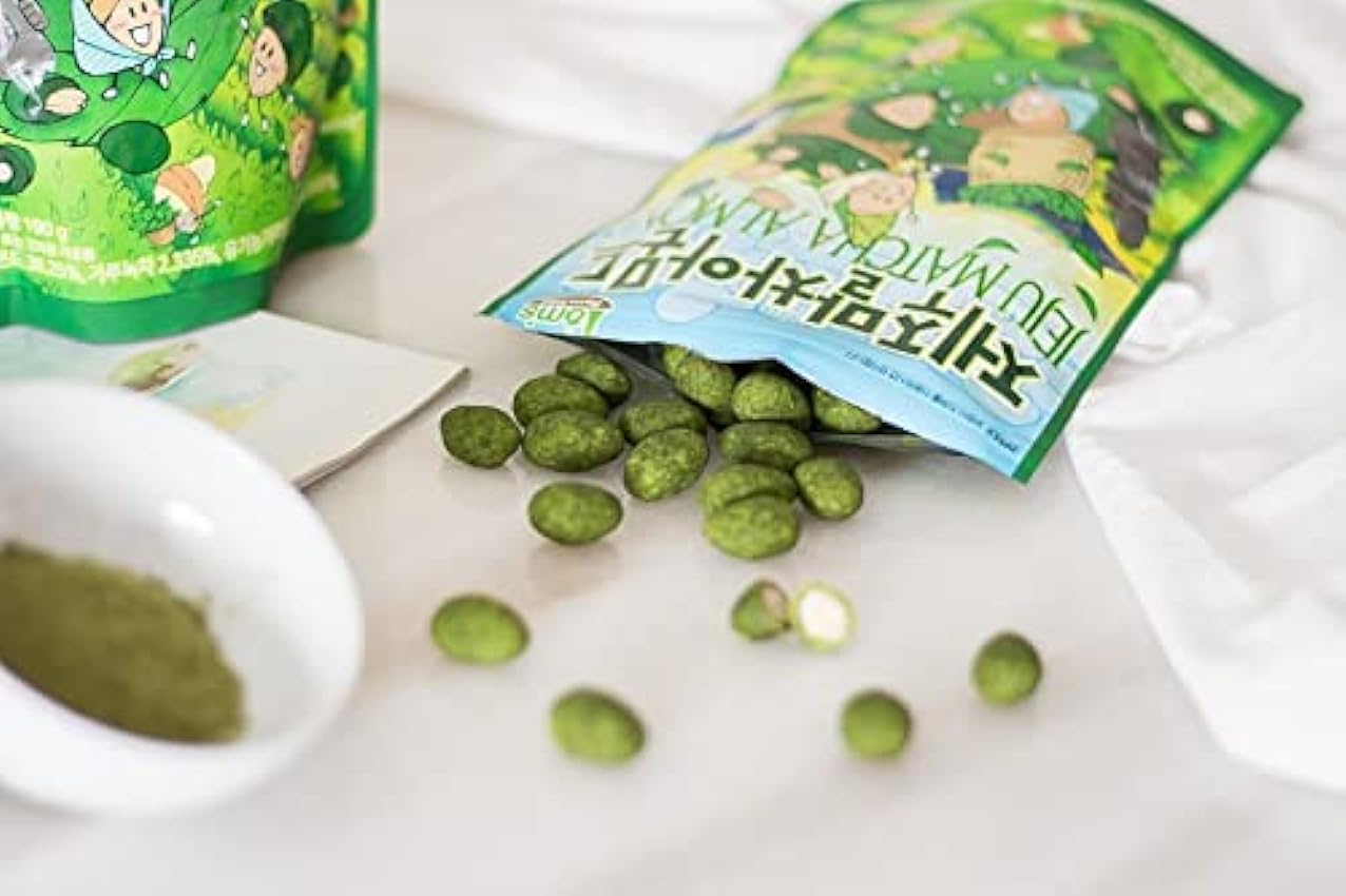 Tom´s Farm Noix d´amande de Jeju Matcha coréenne 190g - L´amande matcha Jeju Il contient un mélange de poudre de thé vert et de poudre de thé vert Jeju bio. MXQOp5ZO
