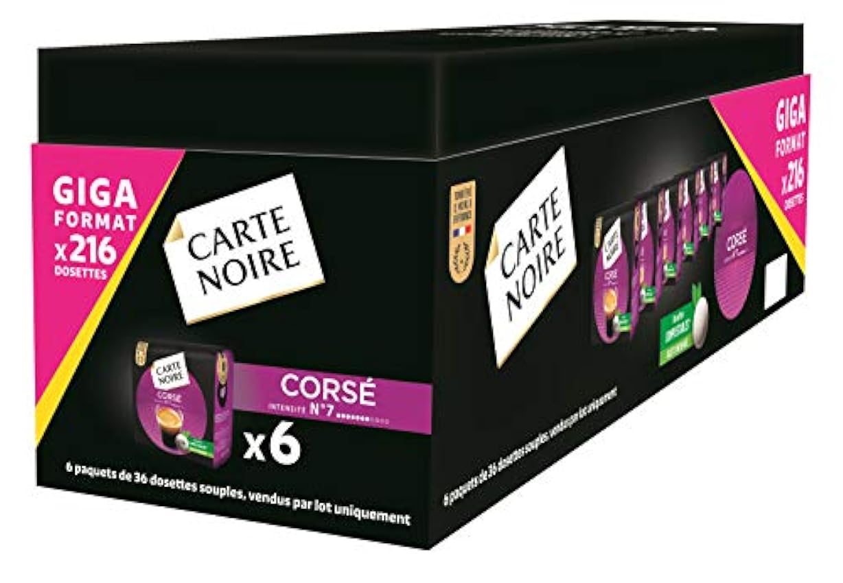 Carte Noire Expresso Corsé N°7, Café en Dosettes Compostables Compatibles Senseo, 6 Paquets de 36 dosettes souples (216 dosettes) Lgz0AnLA