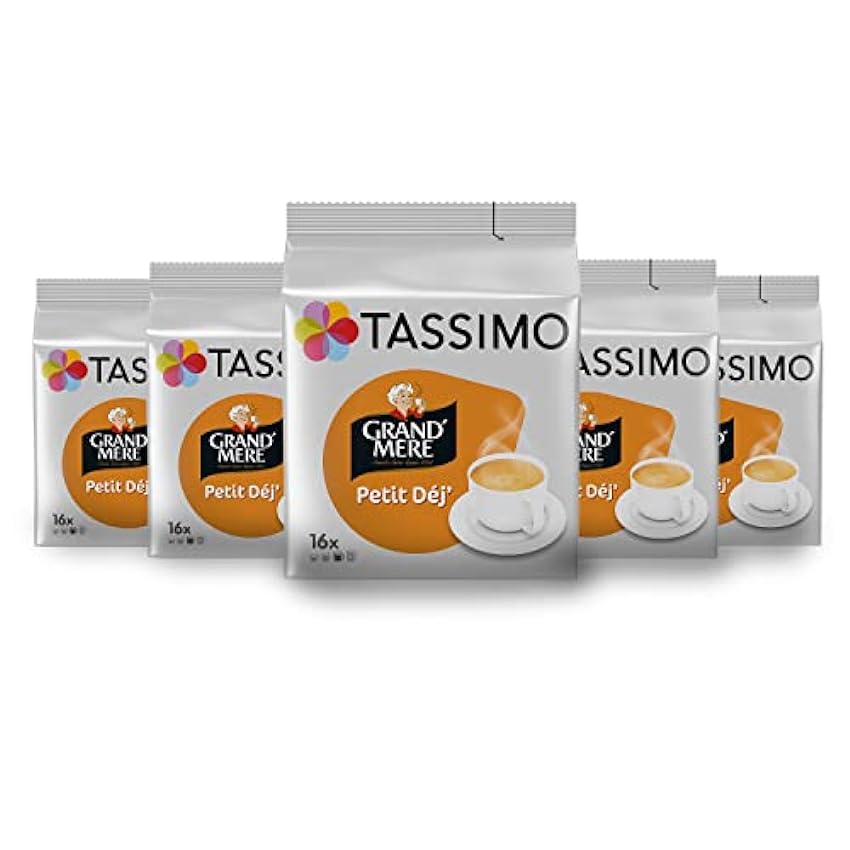 Tassimo, 80 Dosettes Café Petit Déjeuner Grand´Mère, Compatibles avec les machines TASSIMO, 80 Cafés pour le Petit Déjeuner, 5 packs de 16 dosettes LeS0LMEL