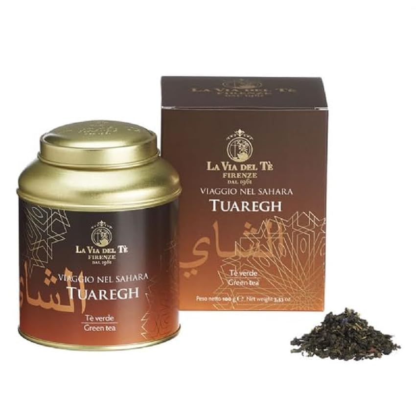 La Via del Thé Florence – Coffret cadeau TEA TRAVELS en boîte OCRA – Contient 1 boîte de thé vert de 40 grammes et 1 infuseur en acier inoxydable + 3 sucres marron en forme de cœur LUlgCPtm