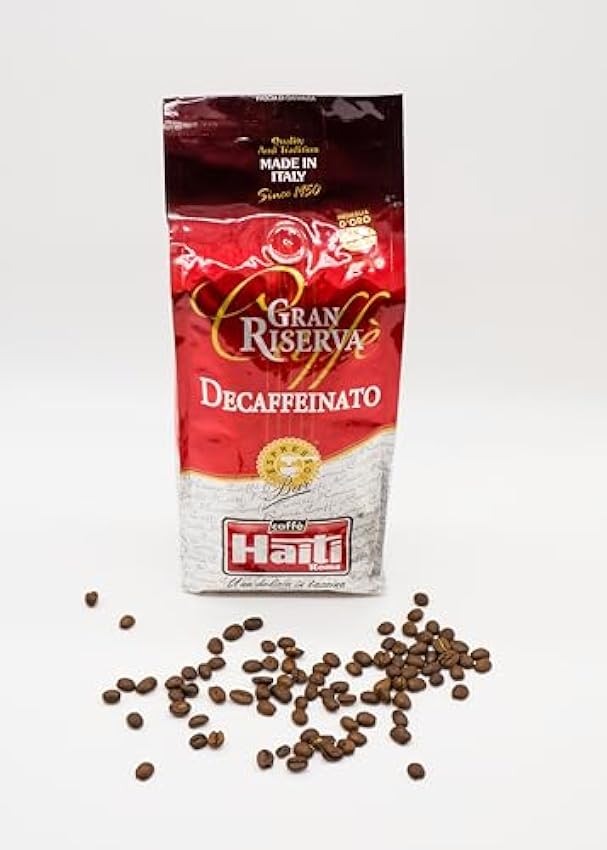 Caffè Haiti Roma Gran Riserva Café espresso décaféiné de qualité supérieure, fabriqué en Italie, en grains dans un paquet de 500g nVEGQMNn