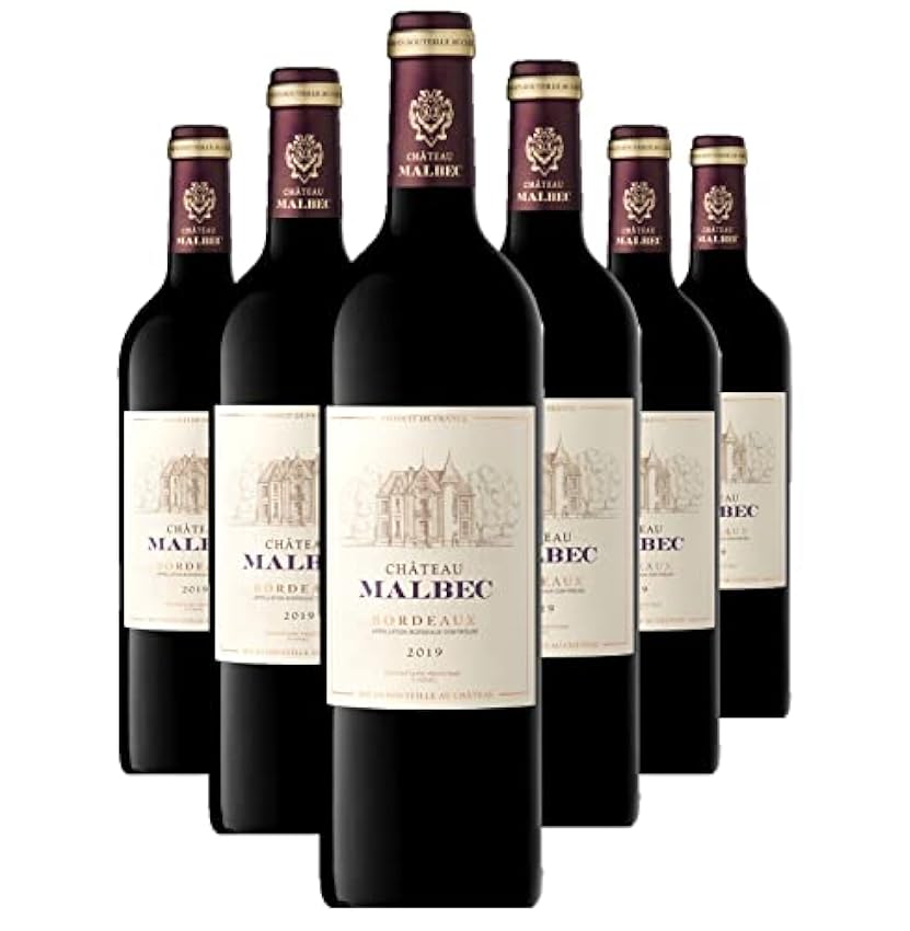 Château Malbec - AOP Bordeaux - Vin Rouge – Millésime 2019 - Lot de 6 bouteilles x 75cl NhwdOXmQ