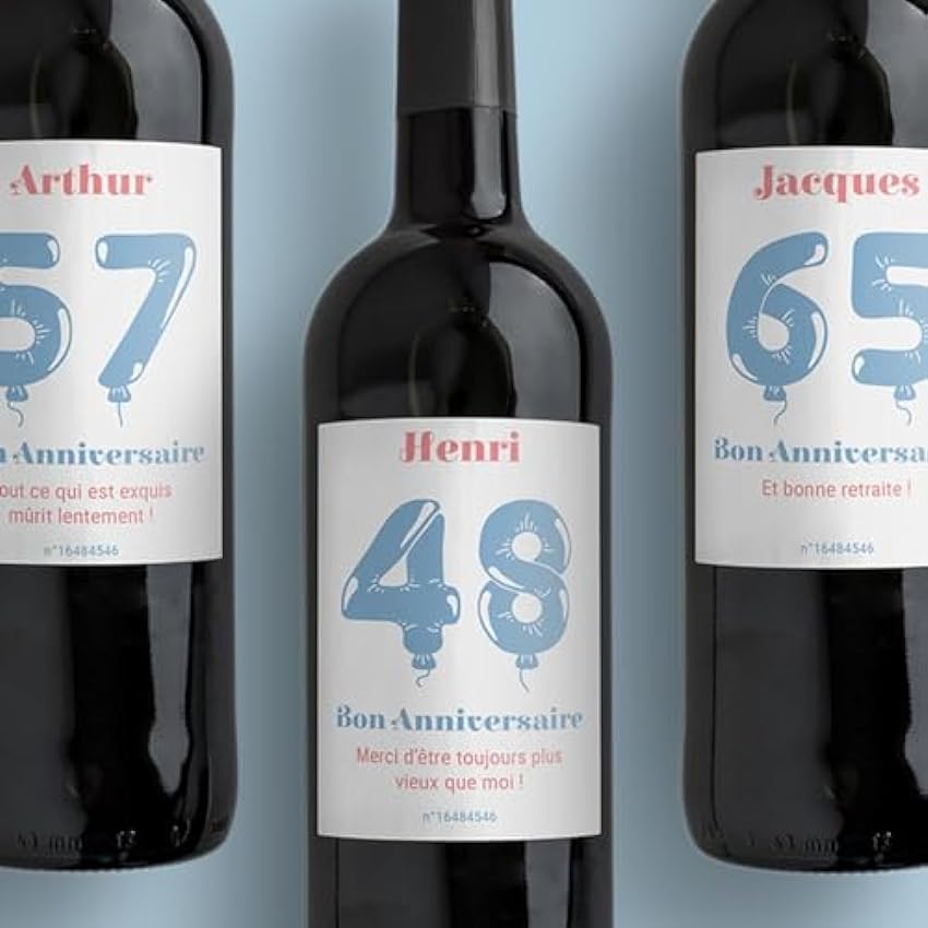 CADEAUX.COM - Bouteille de vin de Bordeaux personnalisée anniversaire - Ballons Bleu LCrMxCgI