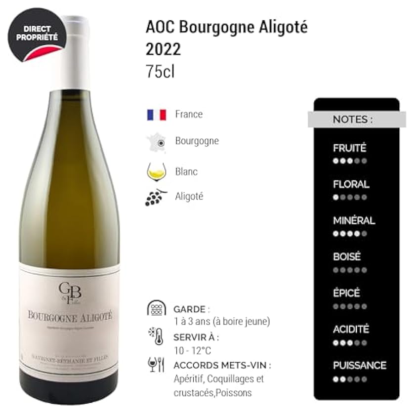 Bourgogne Aligoté - Blanc 2022 - Domaine Gavignet-Béthanie et Filles - Vin Blanc de Bourgogne (6x75cl) nksVxVUY