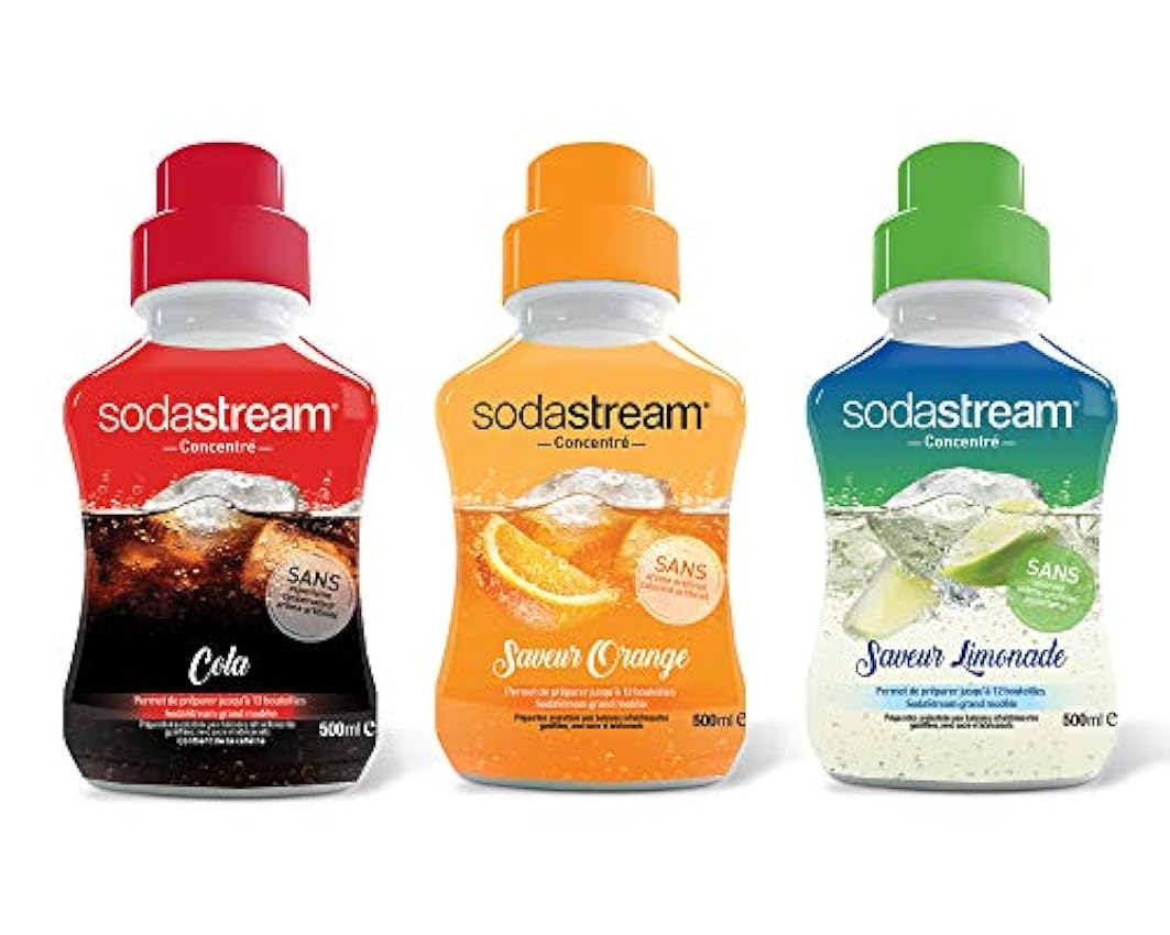 Sodastream Lot de 3 Concentrés Saveur Cola/Orange/Limonade 500ml & Concentré Pepsi 440ml ollaEMJ3