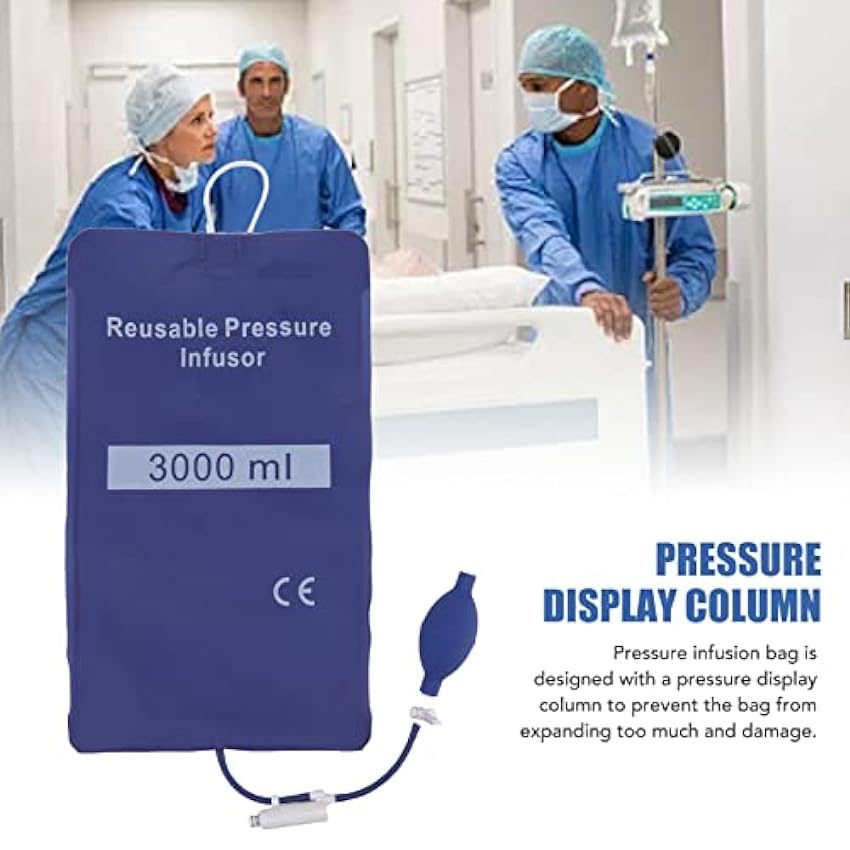 Sac de pression de fluide, colonne d´affichage de pression de sac de perfusion de pression de 3000 ml pour perfusion rapide et sûre pour les urgences en cas de catastrophe naturelle LkD3SrpG