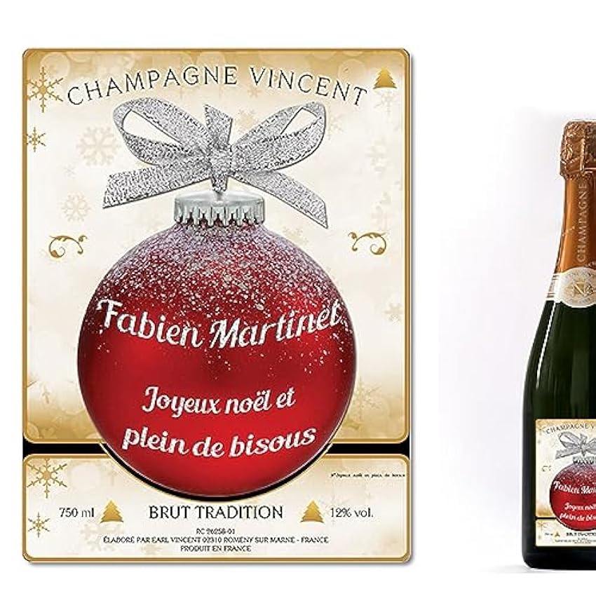 CADEAUX.COM - Bouteille de champagne personnalisée Noël - Boule de Noël Nu78CL0b