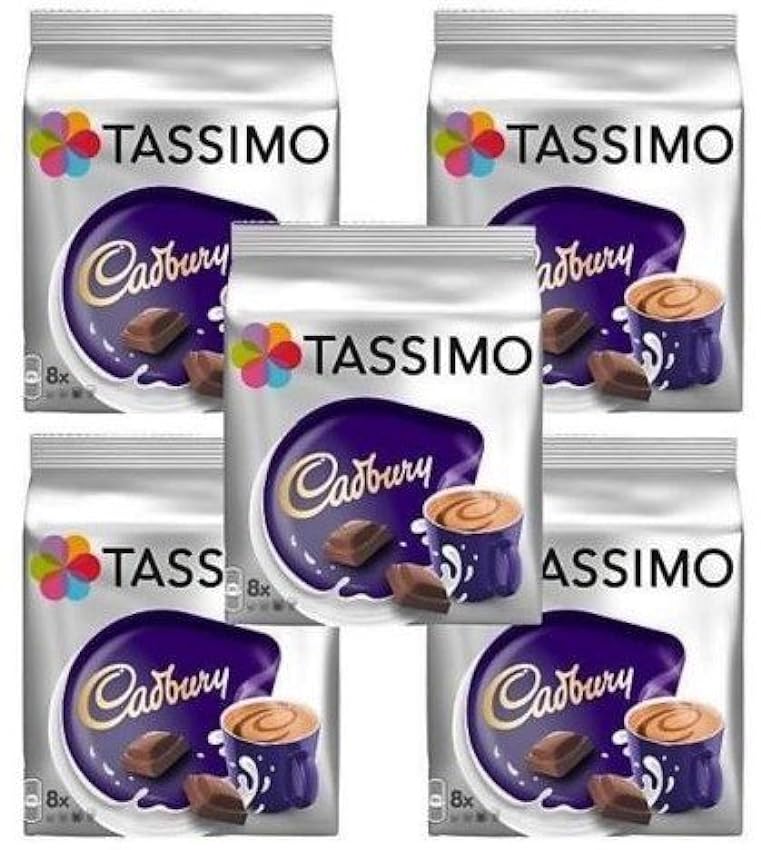 TASSIMO Cadbury Boisson de chocolat chaud 16 disques, 8 portions (lot de 5, total 80 disques/dosettes, 40 portions NgeUKH7e