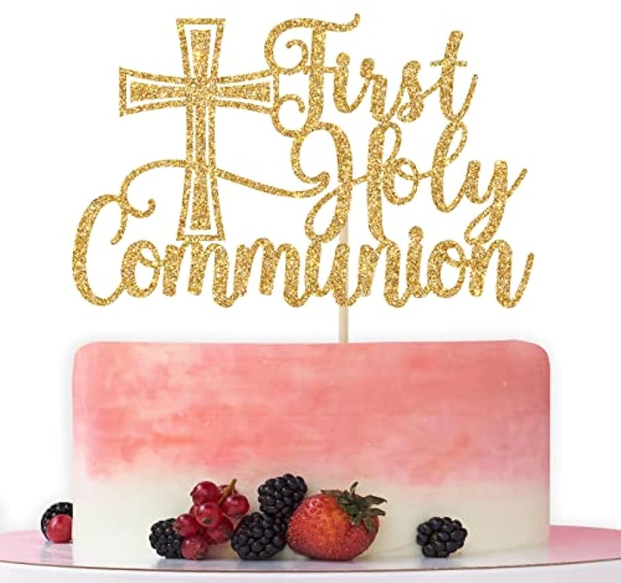 Décoration de gâteau de première communion, Bapstim espagnol, décoration de première communion, mariage, baptême, fête prénatale, 1er anniversaire, paillettes dorées Mc0MWa1X