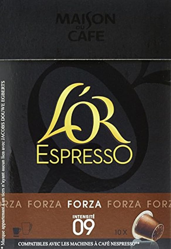 L´OR ESPRESSO Forza 10 capsules de café compatibles avec les machines à café Nespresso - Lot de 4 (40 capsules) nJEx4Pjv