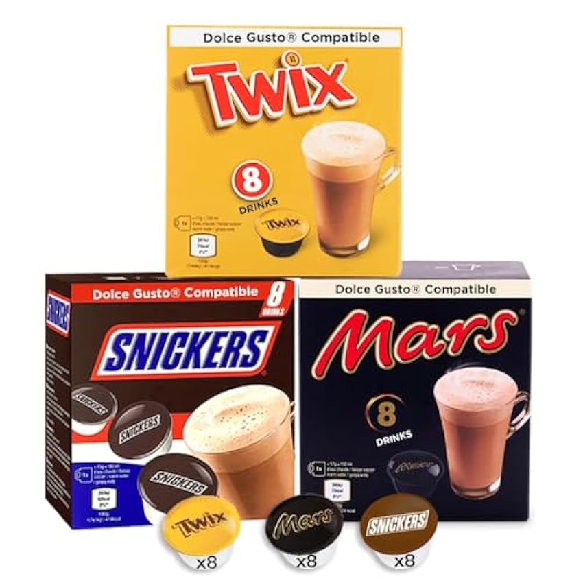 Mars, Snickers & Twix Dolce Gusto Capsules de chocolat 