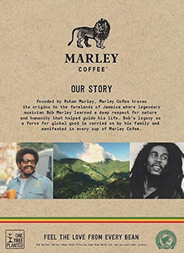 Buffalo Soldier de Marley Coffee, café biologique bio, torréfaction foncée, de la famille de Bob Marley (Café moulu 227 g) lIC0tBxv