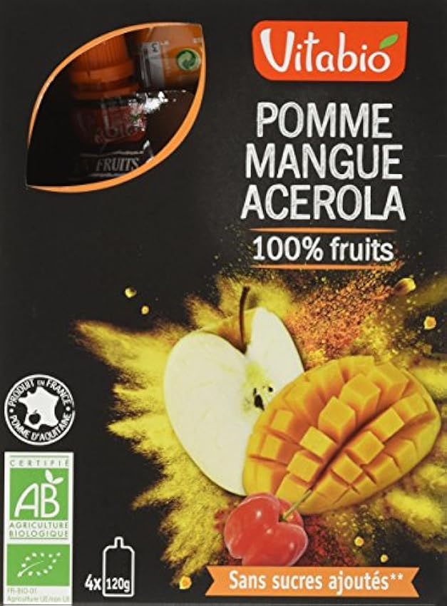 Vitabio Gourde Pomme Mangue Acérola 480 g - Lot de 3 oN