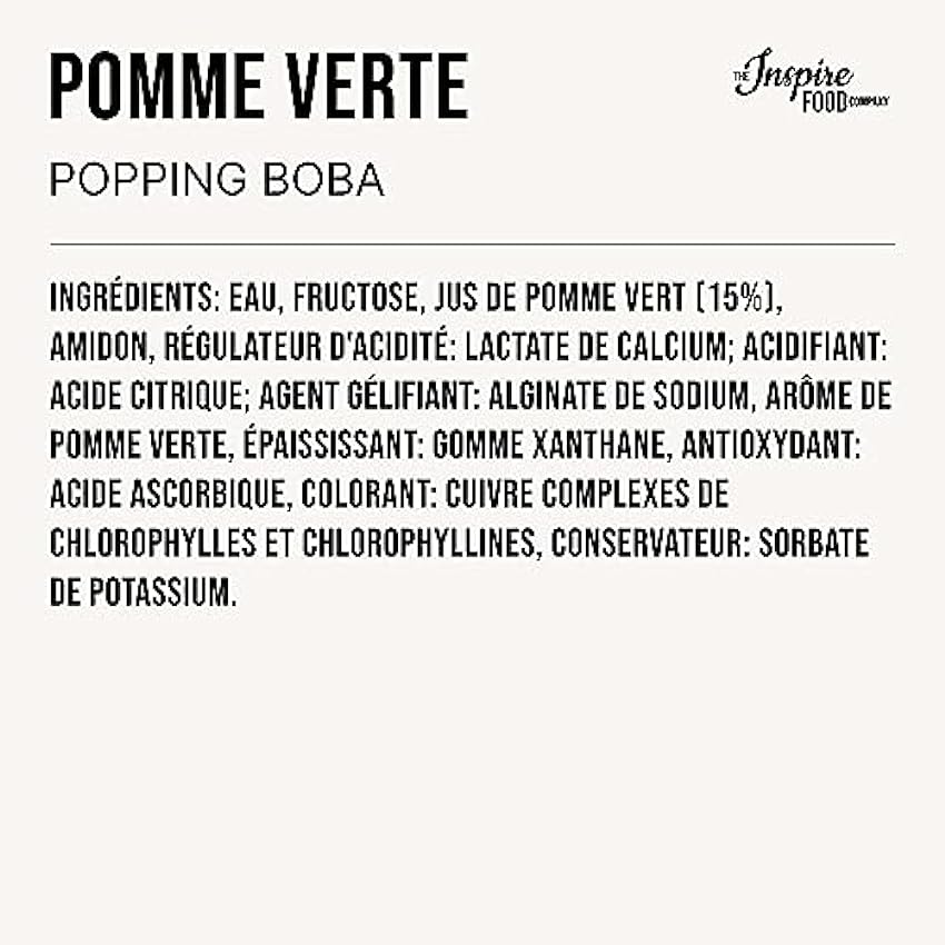 INSPIRE FOOD Bubble Tea Perles Pomme Verte | Bubble tea, perle de tapioca pour bubble tea | 100% vegan et sans gluten, sans colorant artificiel, 3.2 kg nCZqMRGP