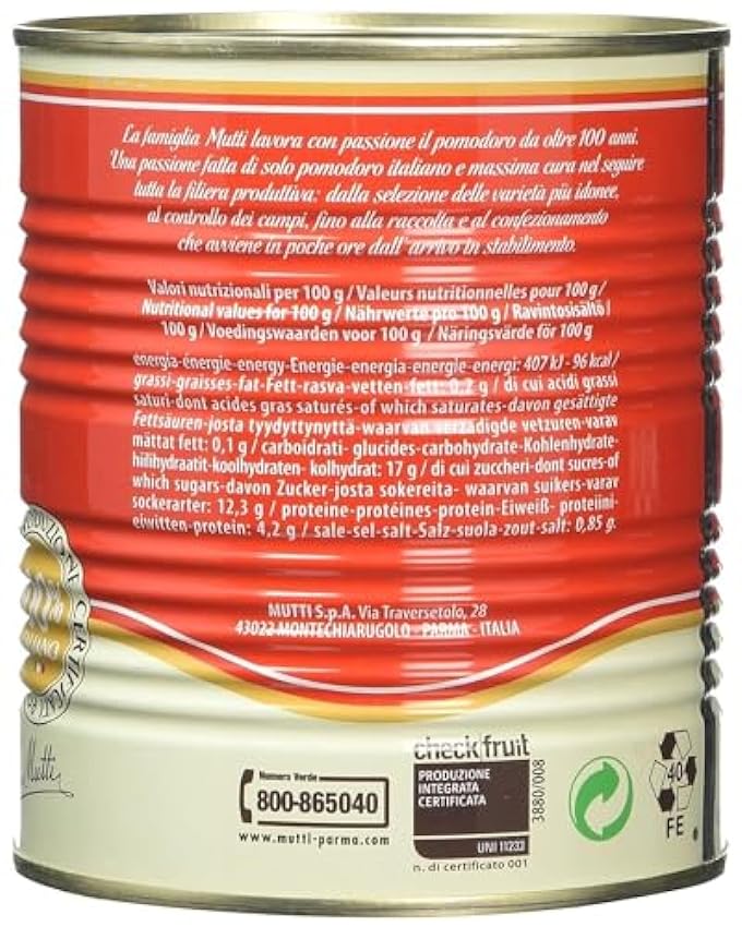 Mutti Doppio Concentrato di Pomodoro Lot de 12 boîtes de 880 g de concentré de tomates OjDE8LuH