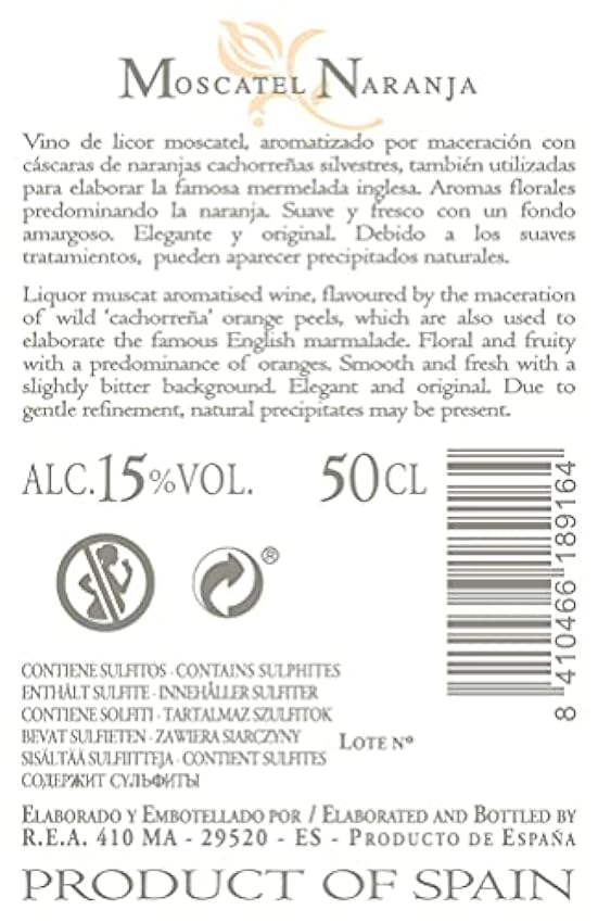 Moscatel Naranja 50 cl - Pack 3 Bouteilles - Vin de liqueur doux aromatisé lUUZBmk0