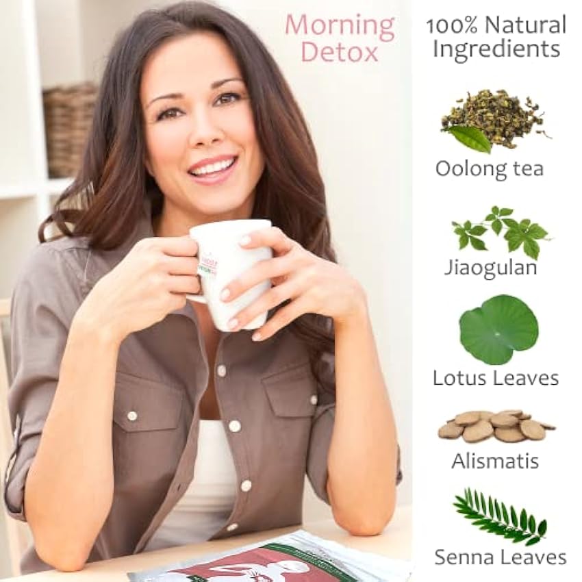 Happy Detox Tea - Thé et Infusion Detox Cure Minceur - 28 Sachets - Cure de 14 jours nPGCFTky